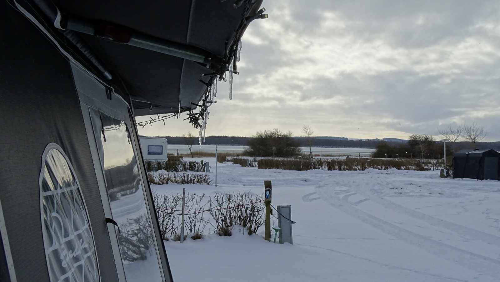 View from frozen awning at Horsens City Camping